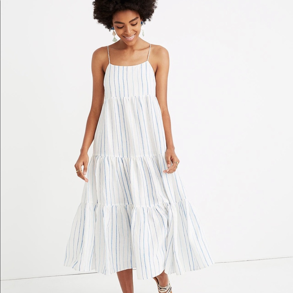 Madewell linen striped dress, size 8 NWT